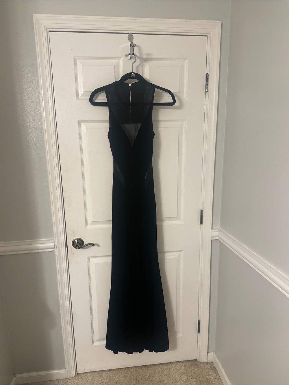 Vintage Betsy & Adam Black Formal Gown Mesh Illusion Mermaid Evening Dress